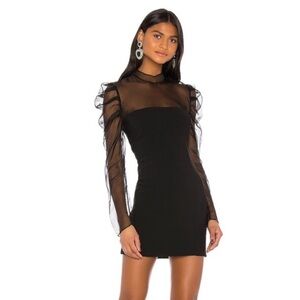 Amanda Uprichard Black Dress with Sheer Sleeves